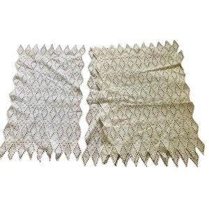 Vintage Cream Lace Doilies Set Diamond Pattern Chevron Edges Classic Table Decor